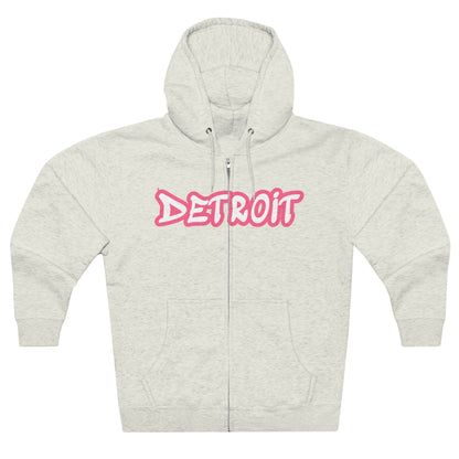 'Detroit' Hoodie (Rhodochrosite Pink Tag Font) | Unisex Full Zip