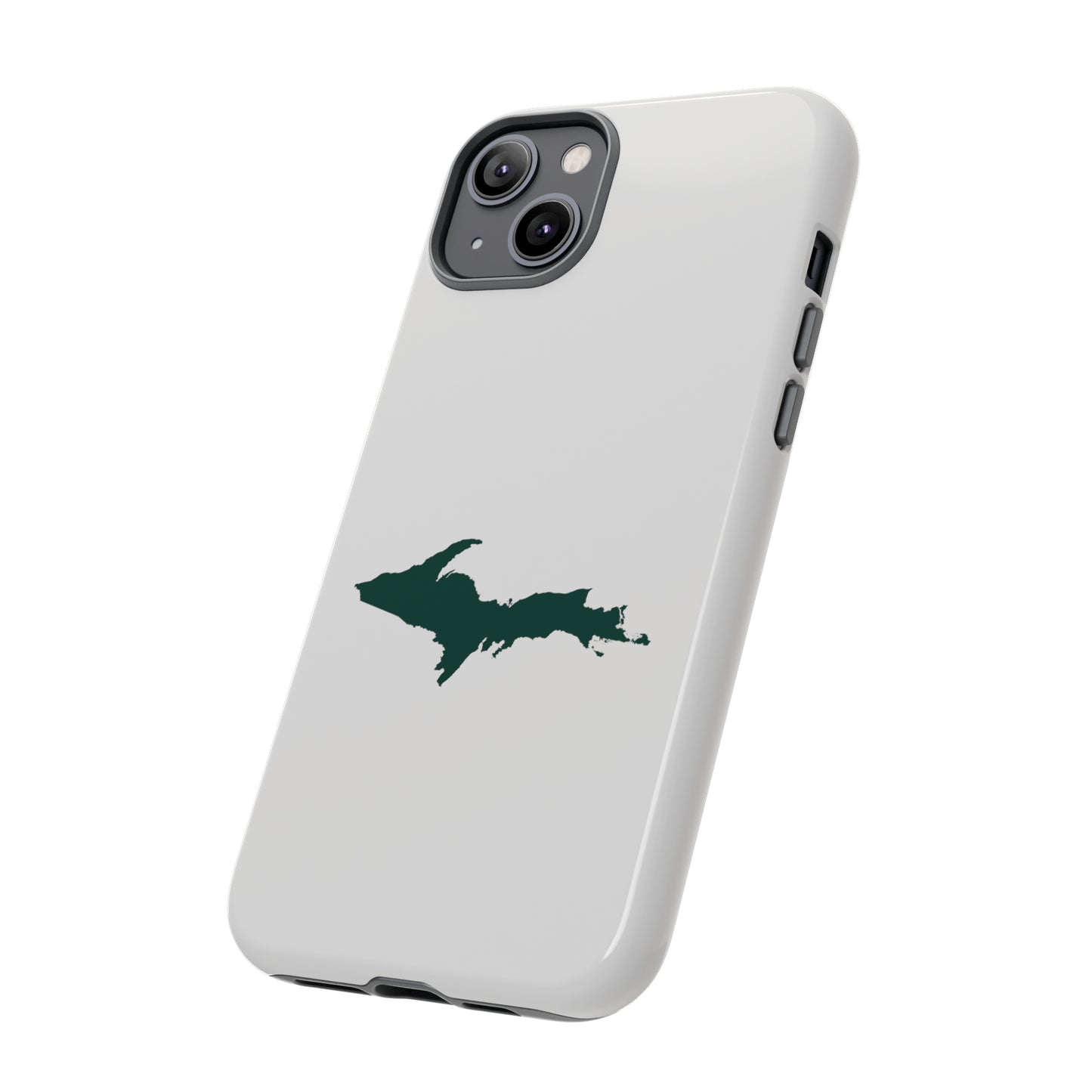 Michigan Upper Peninsula Tough Phone Case (Birch Bark White w/ Green UP Outline) | Apple iPhone