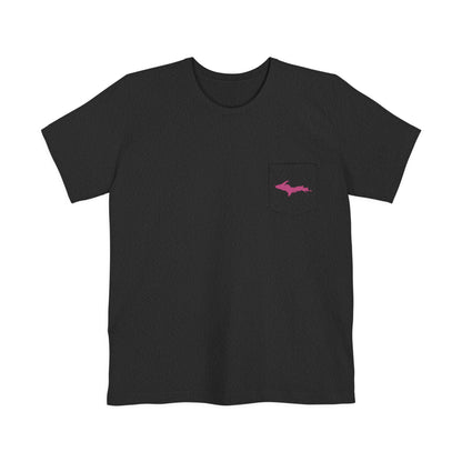 Michigan Upper Peninsula Pocket T-Shirt (w/ Pink UP Outline) | Unisex Standard