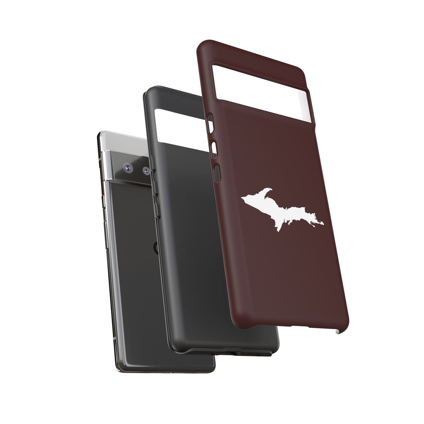 Michigan Upper Peninsula Tough Phone Case (Cherrywood Color w/ UP Outline) | Samsung & Pixel Android