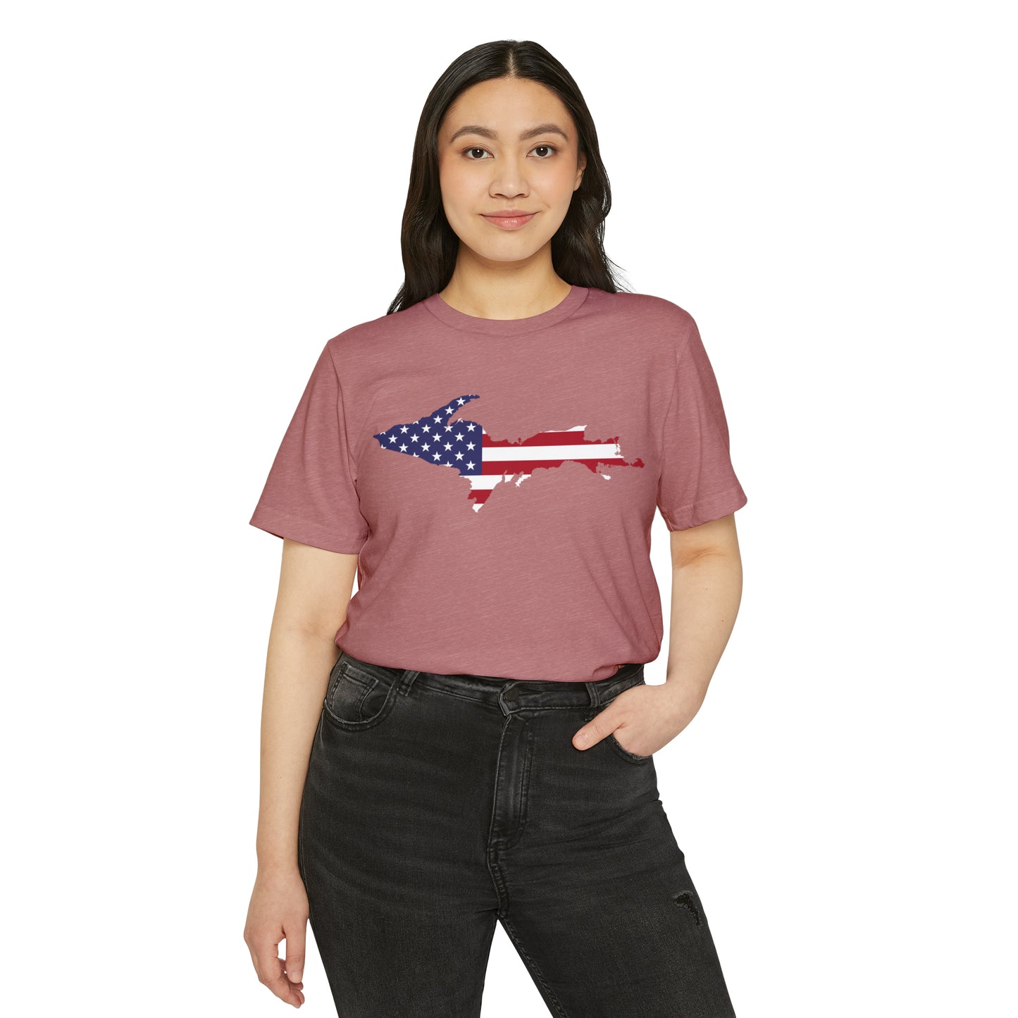 Michigan Upper Peninsula T-Shirt (w/ UP USA Flag) | Unisex Recycled Organic