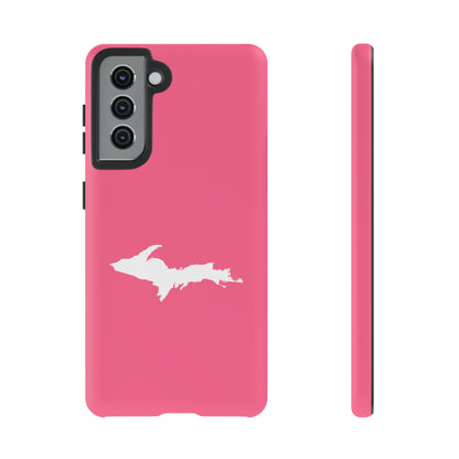 Michigan Upper Peninsula Tough Phone Case (Rhodochrosite Pink w/ UP Outline) | Samsung & Pixel Android