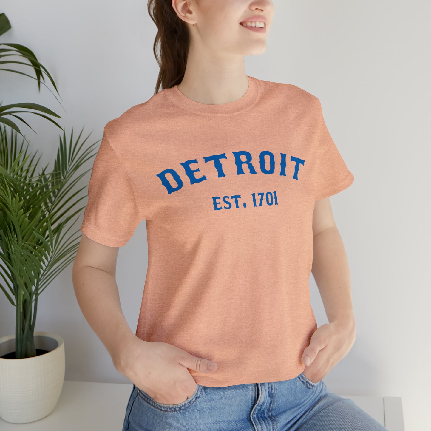 'Detroit EST. 1701' T-Shirt (Azure Ballpark Font) | Unisex Standard