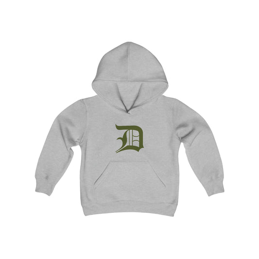 'Old English D' Hoodie (Army Green) | Unisex Youth