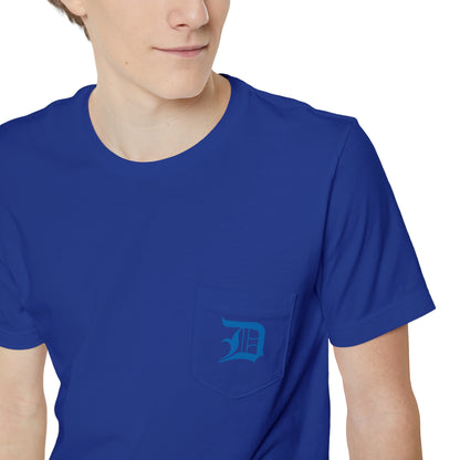 Detroit 'Old English D' Pocket T-Shirt (Azure) | Unisex Standard