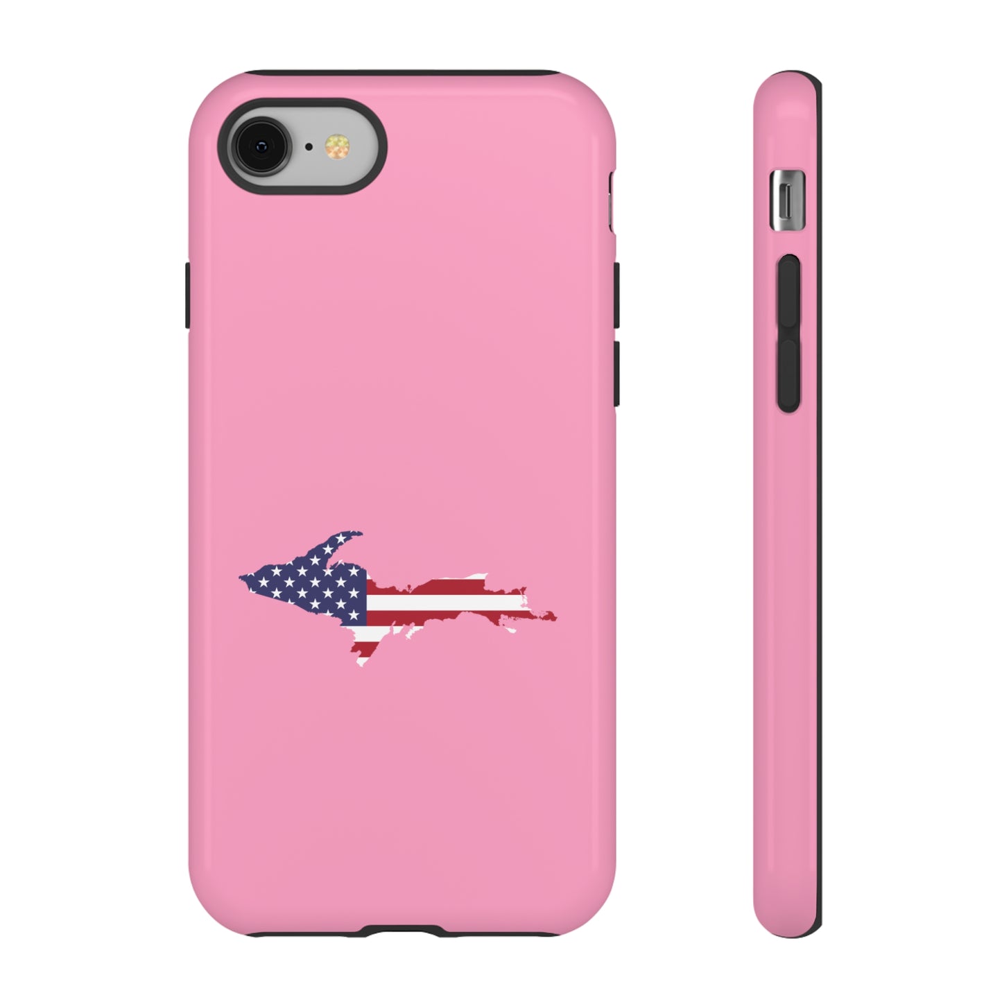 Michigan Upper Peninsula Tough Phone Case ('67 Caddie Pink w/ UP USA Flag Outline) | Apple iPhone