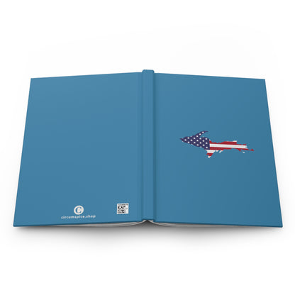 Michigan Upper Peninsula Hardcover Journal (w/ UP USA Flag) | Ruled - Lake Michigan Blue