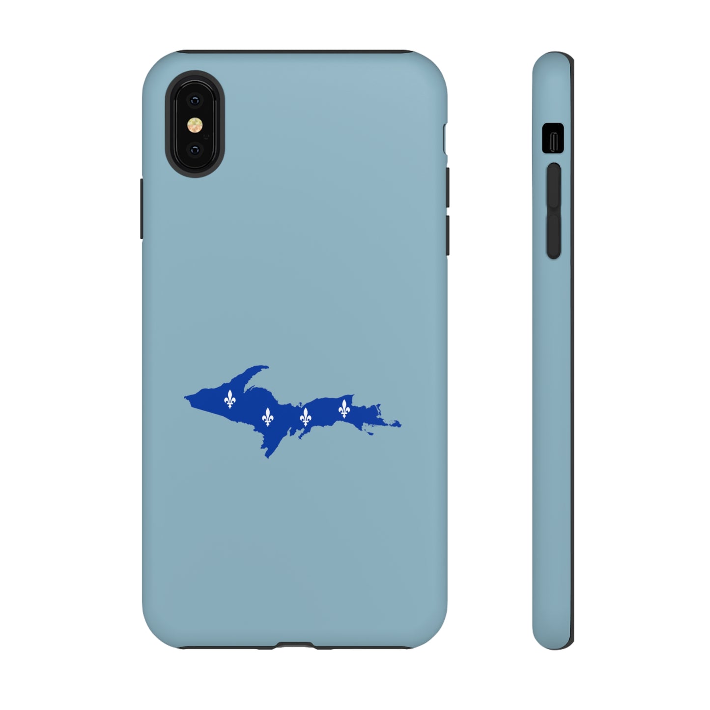 Michigan Upper Peninsula Tough Phone Case (Opal Blue w/ UP Quebec Flag Outline) | Apple iPhone