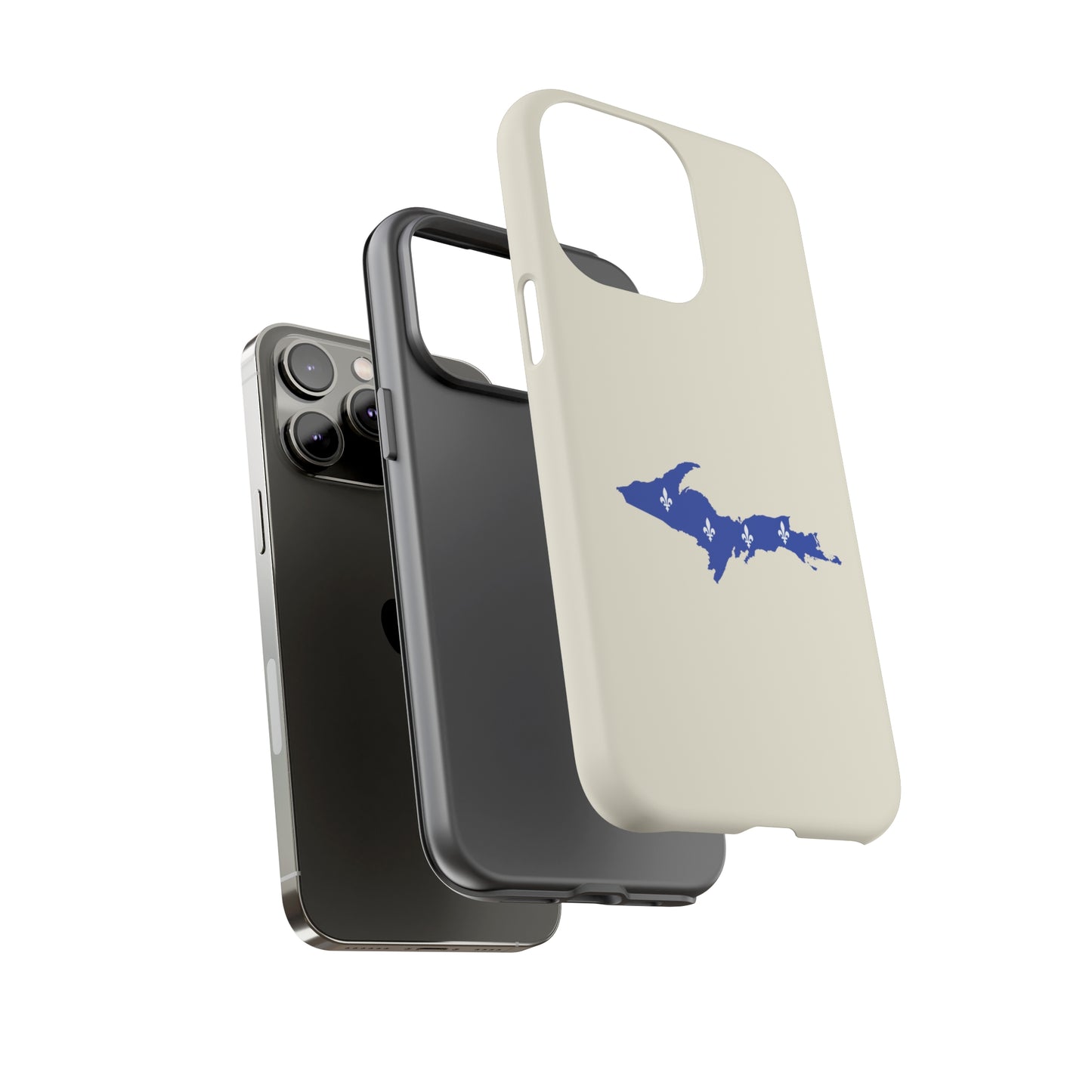 Michigan Upper Peninsula Tough Phone Case (Ivory White w/ UP Quebec Flag Outline) | Apple iPhone