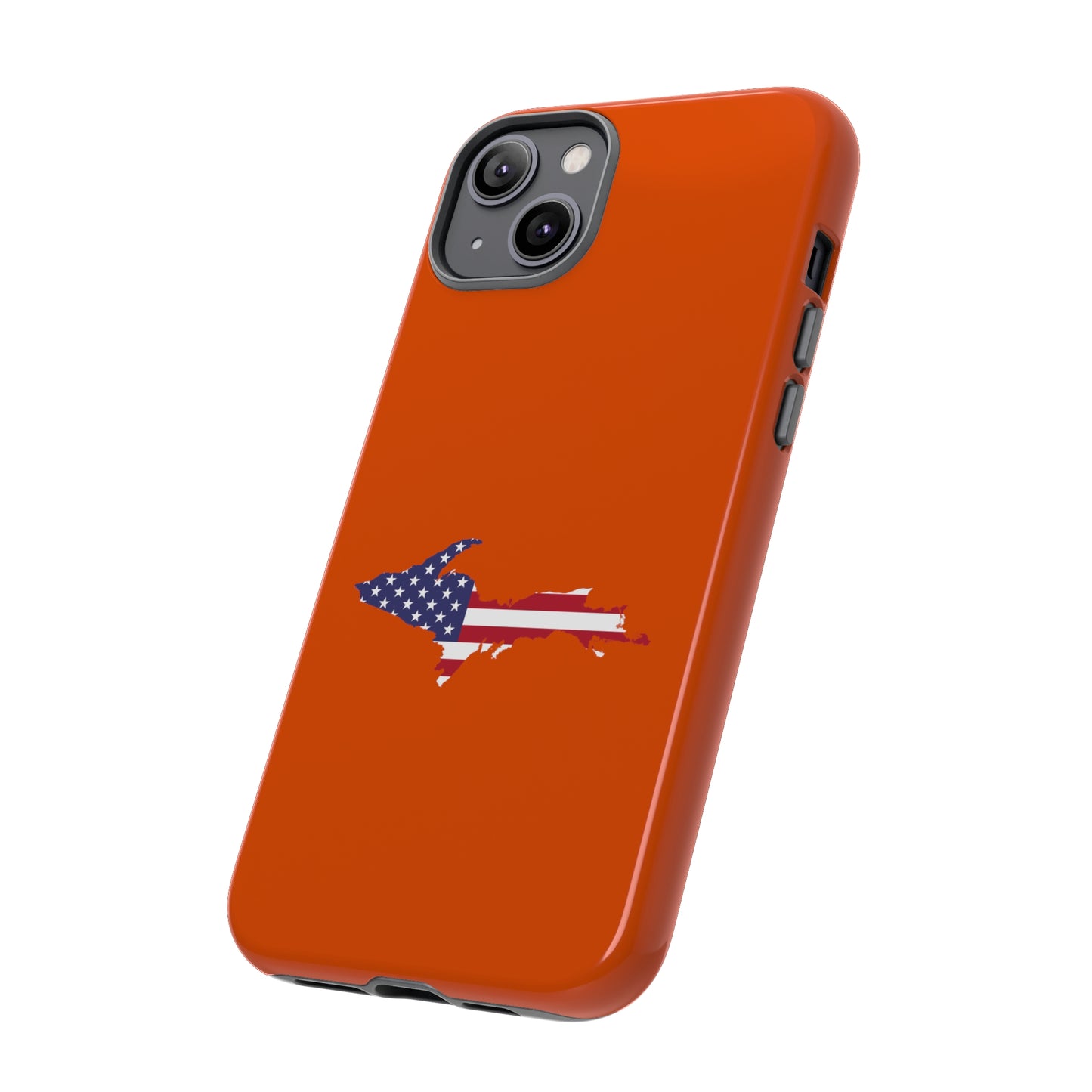 Michigan Upper Peninsula Tough Phone Case (Maple Leaf Orange w/ UP USA Outline) | Apple iPhone