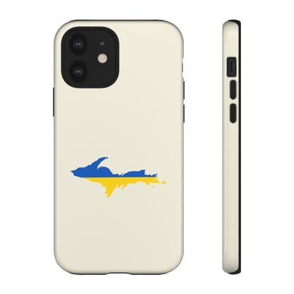 Michigan Upper Peninsula Tough Phone Case (Ivory Color w/ UP Ukraine Flag Outline) | Apple iPhone