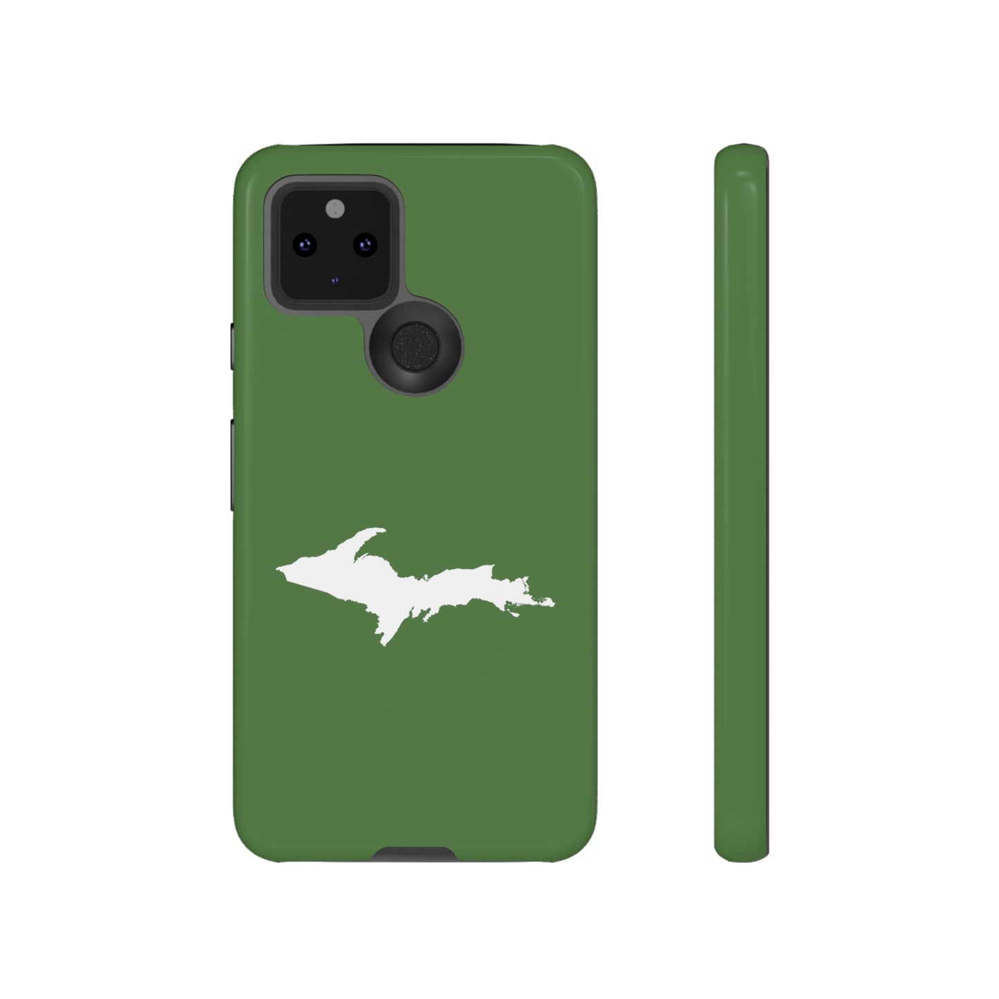 Michigan Upper Peninsula Tough Phone Case (Pine Green w/ UP Outline) | Samsung & Pixel Android