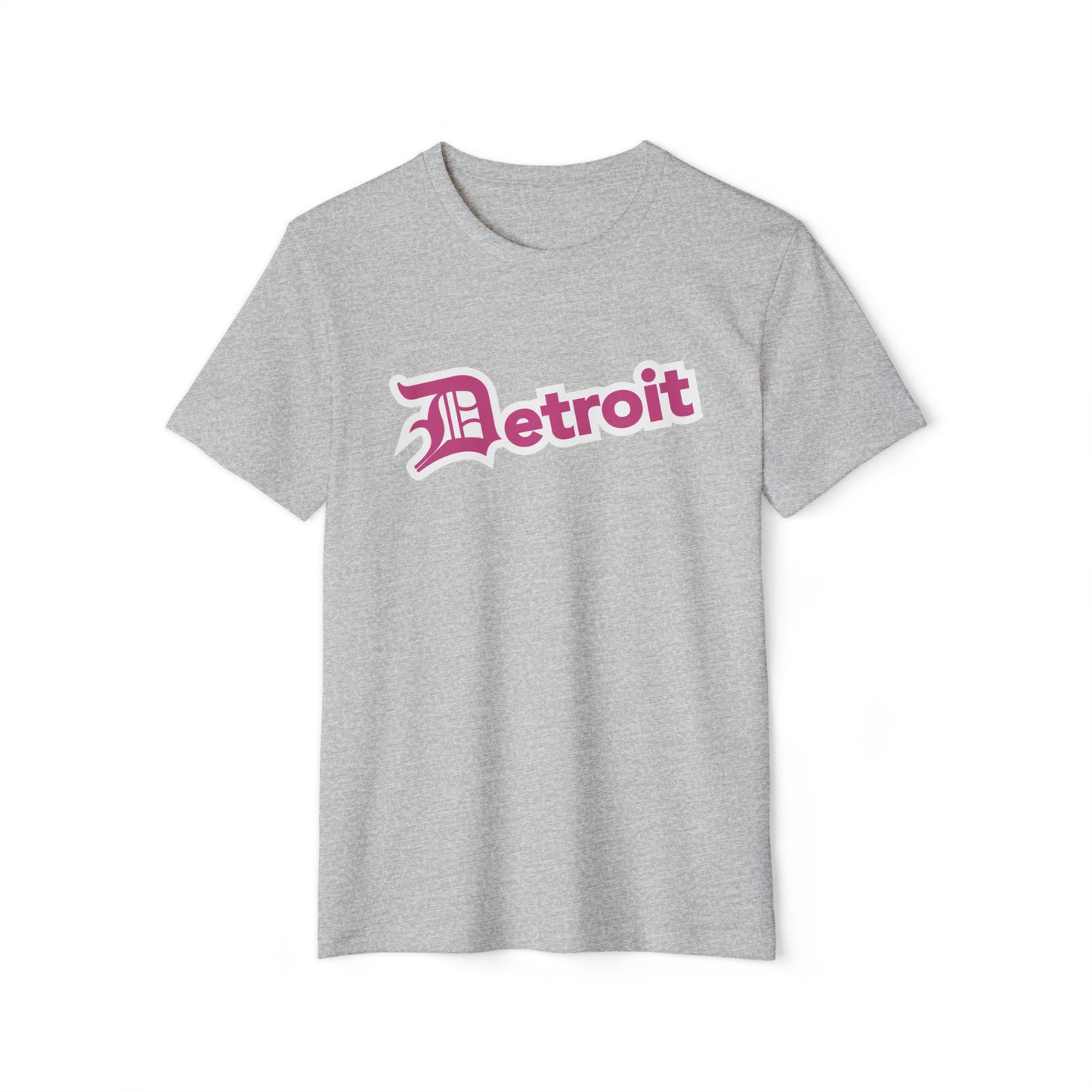 'Detroit' T-Shirt (Apple Blossom Pink Old English 'D') | Unisex Recycled Organic