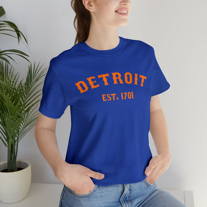 Detroit EST. 1701' T-Shirt (Orange Ballpark Font) | Unisex Standard