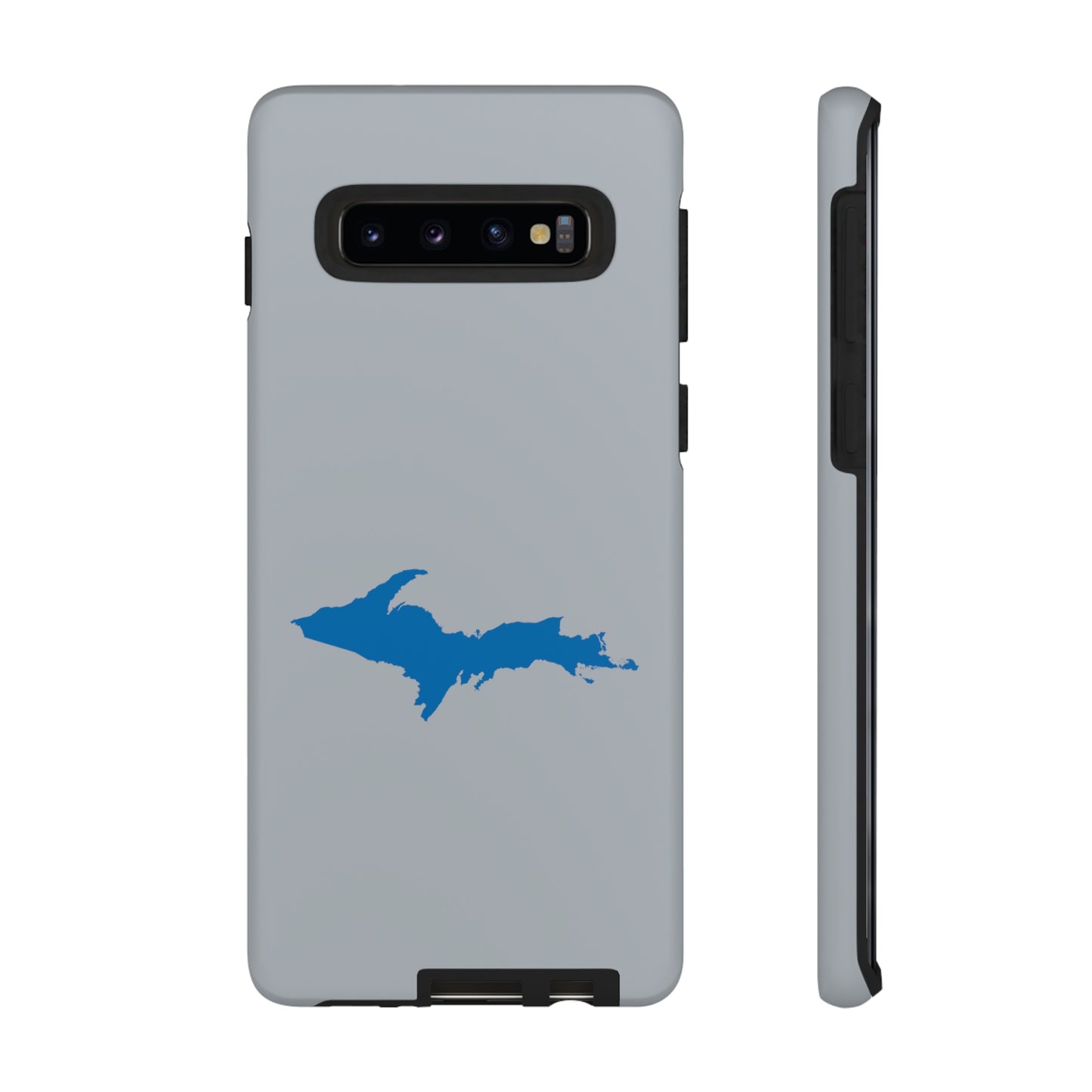 Michigan Upper Peninsula Tough Phone Case (Silver w/ Azure UP Outline) | Samsung & Pixel Android