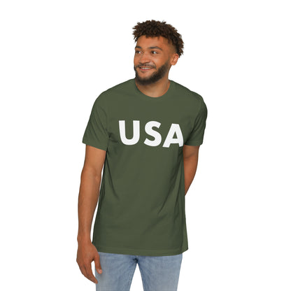 'USA' T-Shirt (Geometric Sans Font) | Made in USA