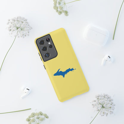 Michigan Upper Peninsula Tough Phone Case (Yellow Cherry w/ Azure UP Outline) | Samsung & Pixel Android