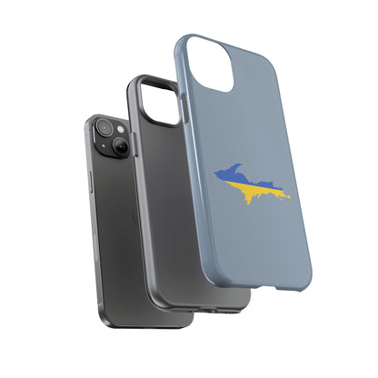 Michigan Upper Peninsula Tough Phone Case (B-24 Liberator Grey w/ UP Ukraine Flag Outline) | Apple iPhone