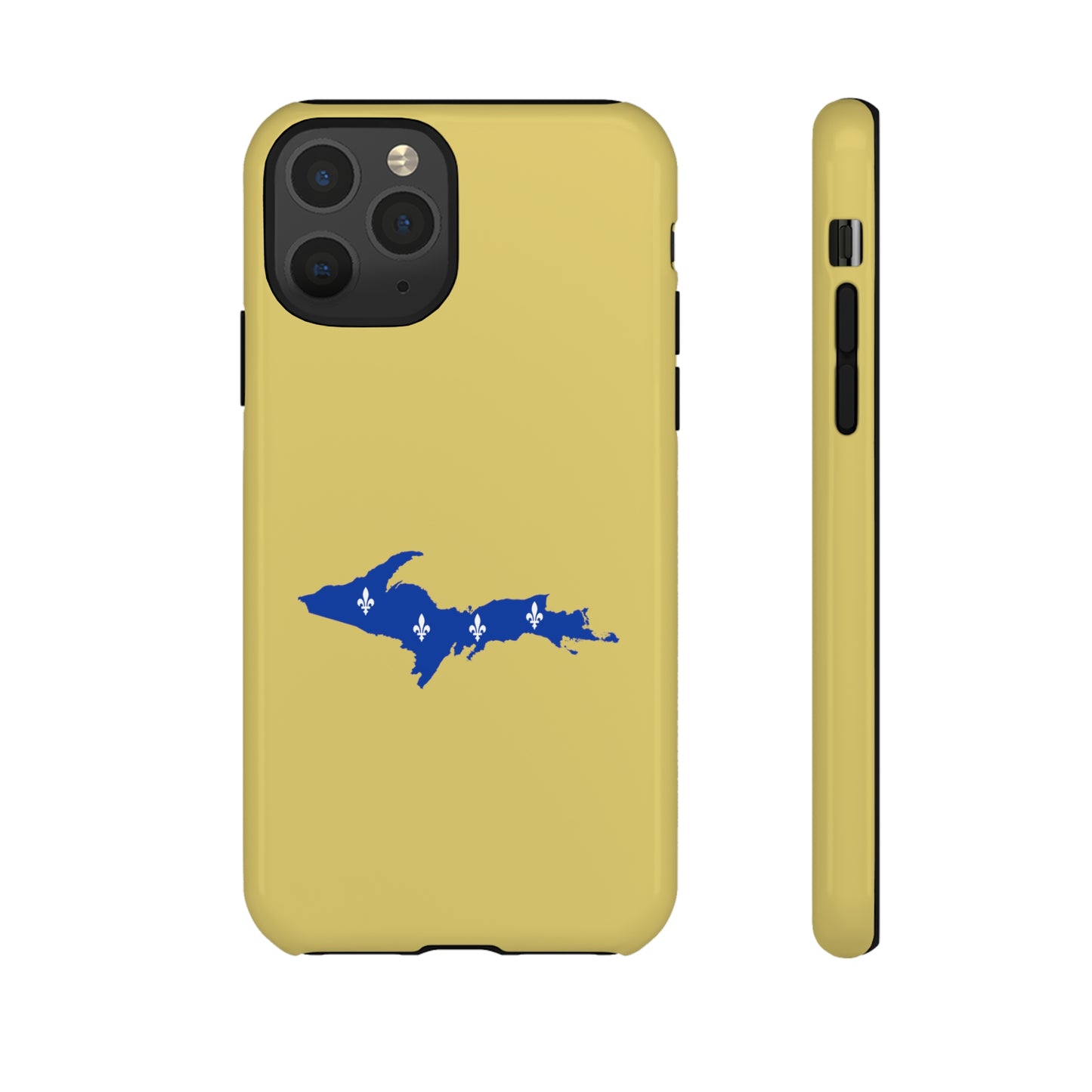 Michigan Upper Peninsula Tough Phone Case (Plum Yellow w/ UP Quebec Flag Outline) | Apple iPhone