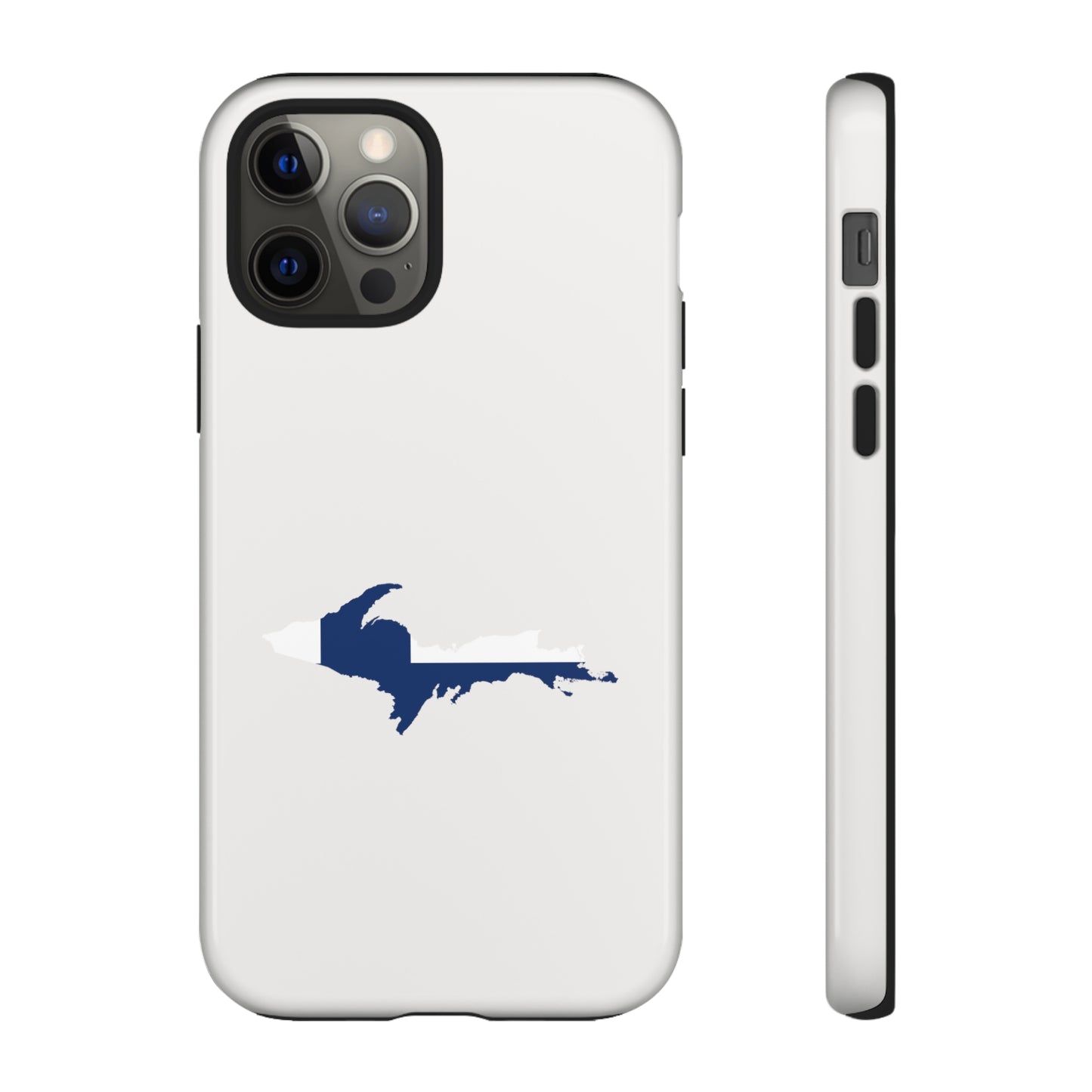 Michigan Upper Peninsula Tough Phone Case (Birch Bark White w/ UP Finland Flag Outline) | Apple iPhone