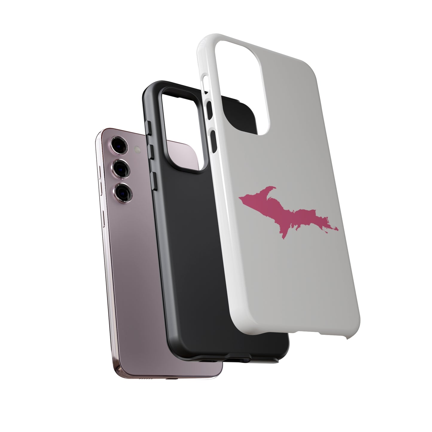 Michigan Upper Peninsula Tough Phone Case (w/ Pink UP Flag Outline) | Samsung & Pixel Android