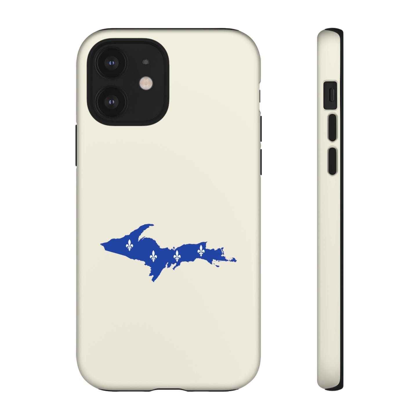 Michigan Upper Peninsula Tough Phone Case (Ivory White w/ UP Quebec Flag Outline) | Apple iPhone