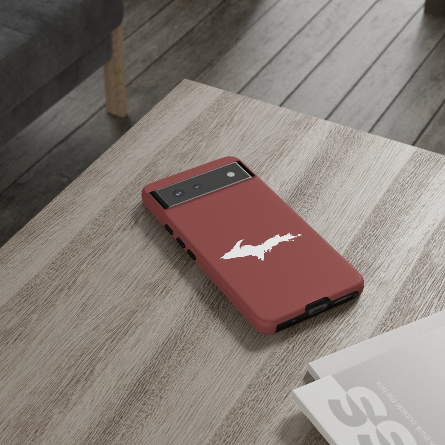 Michigan Upper Peninsula Tough Phone Case (Ore Dock Red w/ UP Outline) | Samsung & Pixel Android