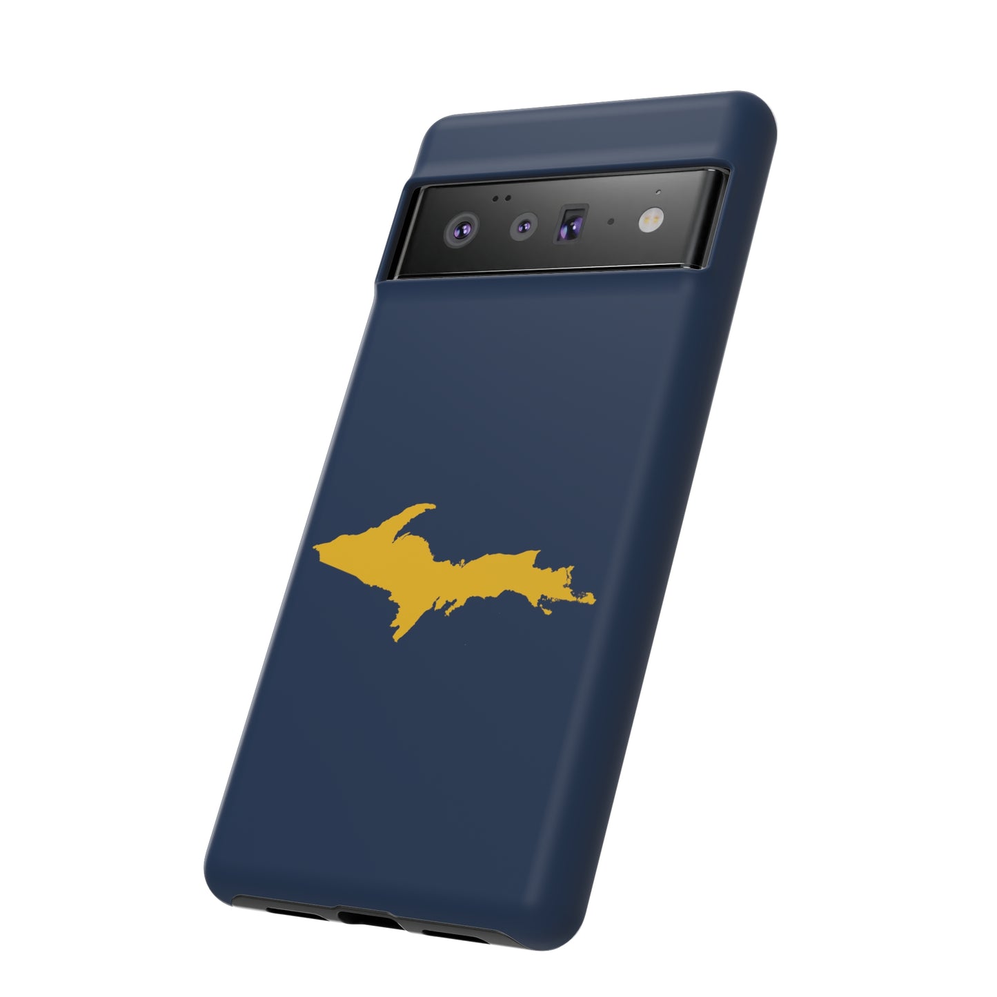 Michigan Upper Peninsula Tough Phone Case (Navy w/ Gold UP Outline) | Samsung & Pixel Android