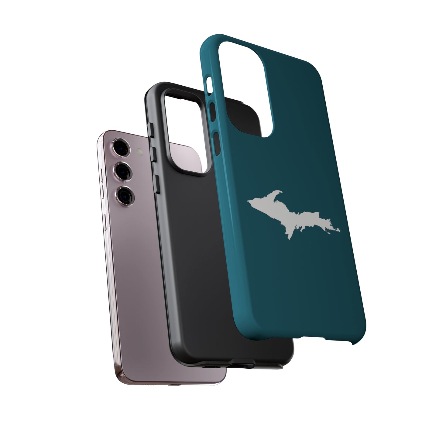 Michigan Upper Peninsula Tough Phone Case (Auburn Hills Teal w/ UP Outline) | Samsung & Pixel Android