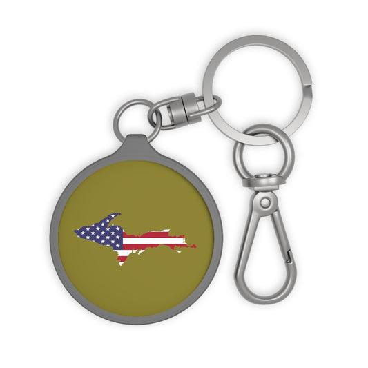 Michigan Upper Peninsula Keyring (w/ UP USA Flag) | Scrub Gold