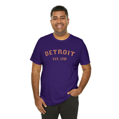 'Detroit EST. 1701' T-Shirt (Copper Ballpark Font) | Unisex Standard