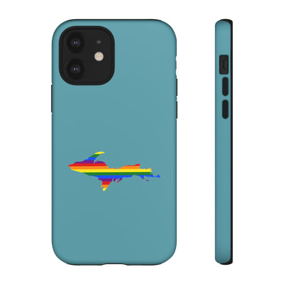 Michigan Upper Peninsula Tough Phone Case (Lake Huron Blue w/ UP Pride Flag Outline) | Apple iPhone