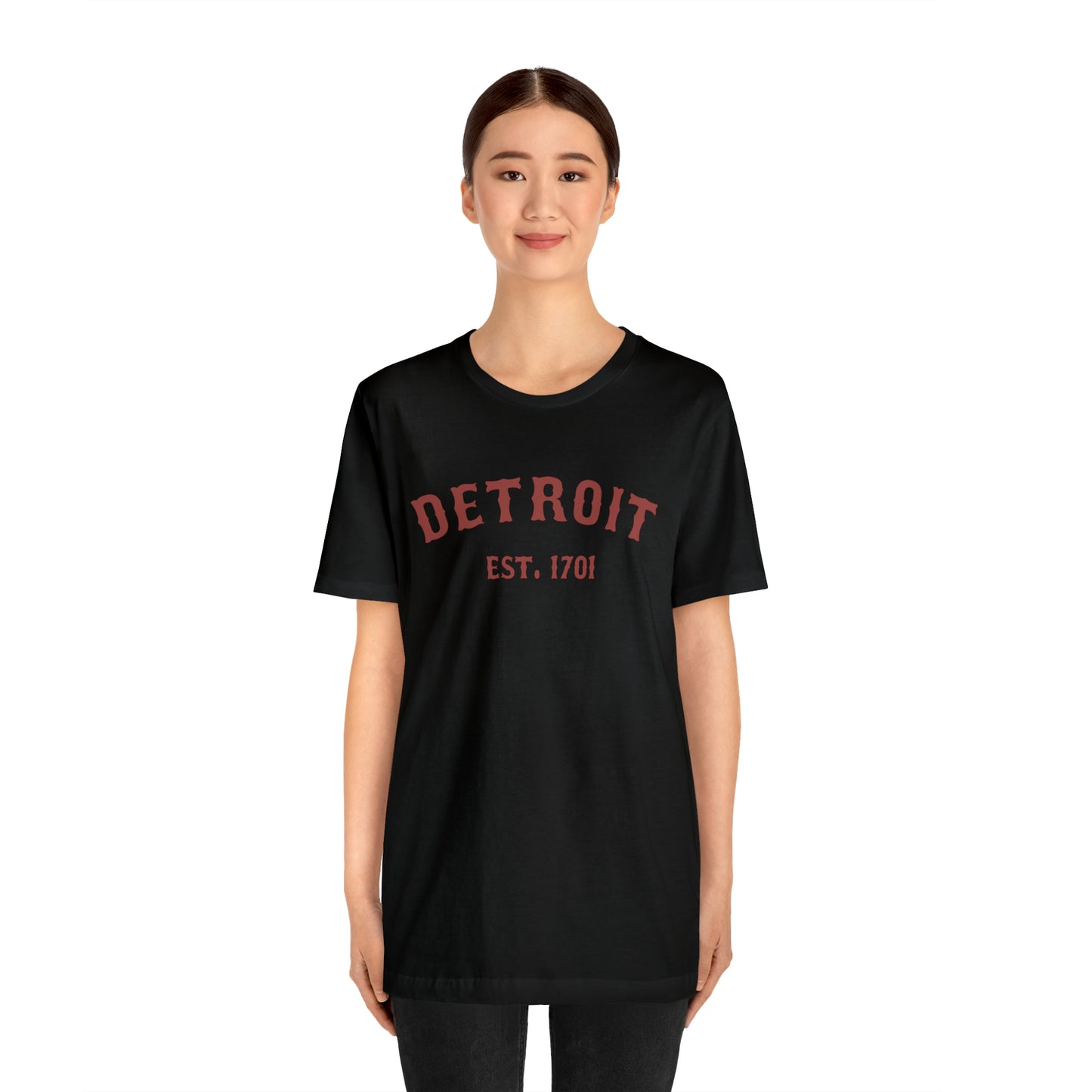 Detroit EST. 1701' T-Shirt (Ore Dock Red Ballpark Font) | Unisex Standard