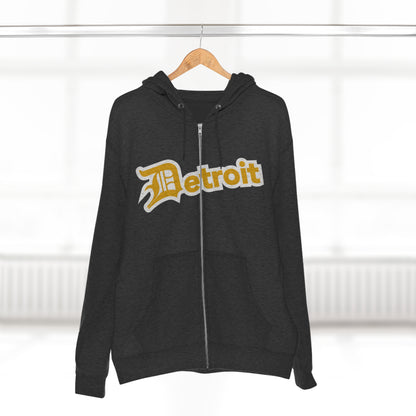 'Detroit' Hoodie (Gold w/ Old English 'D') | Unisex Full Zip