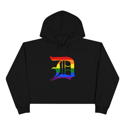 Detroit 'Old English D' Cropped Hoodie (Rainbow Pride Edition)