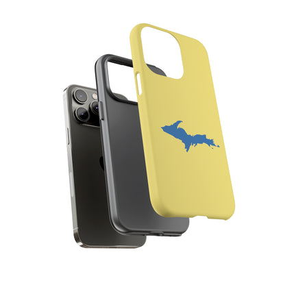 Michigan Upper Peninsula Tough Phone Case (Yellow Cherry Color w/ Azure UP Outline) | Apple iPhone