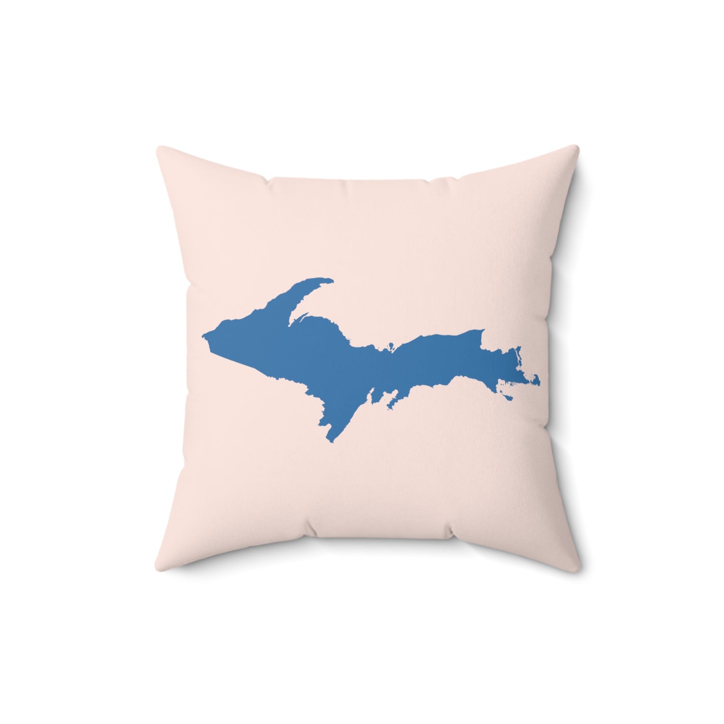 Michigan Upper Peninsula Accent Pillow (w/ UP Outline) | Champagne Pink