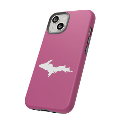 Michigan Upper Peninsula Tough Phone Case (Apple Blossom Pink w/ UP Outline) | Apple iPhone