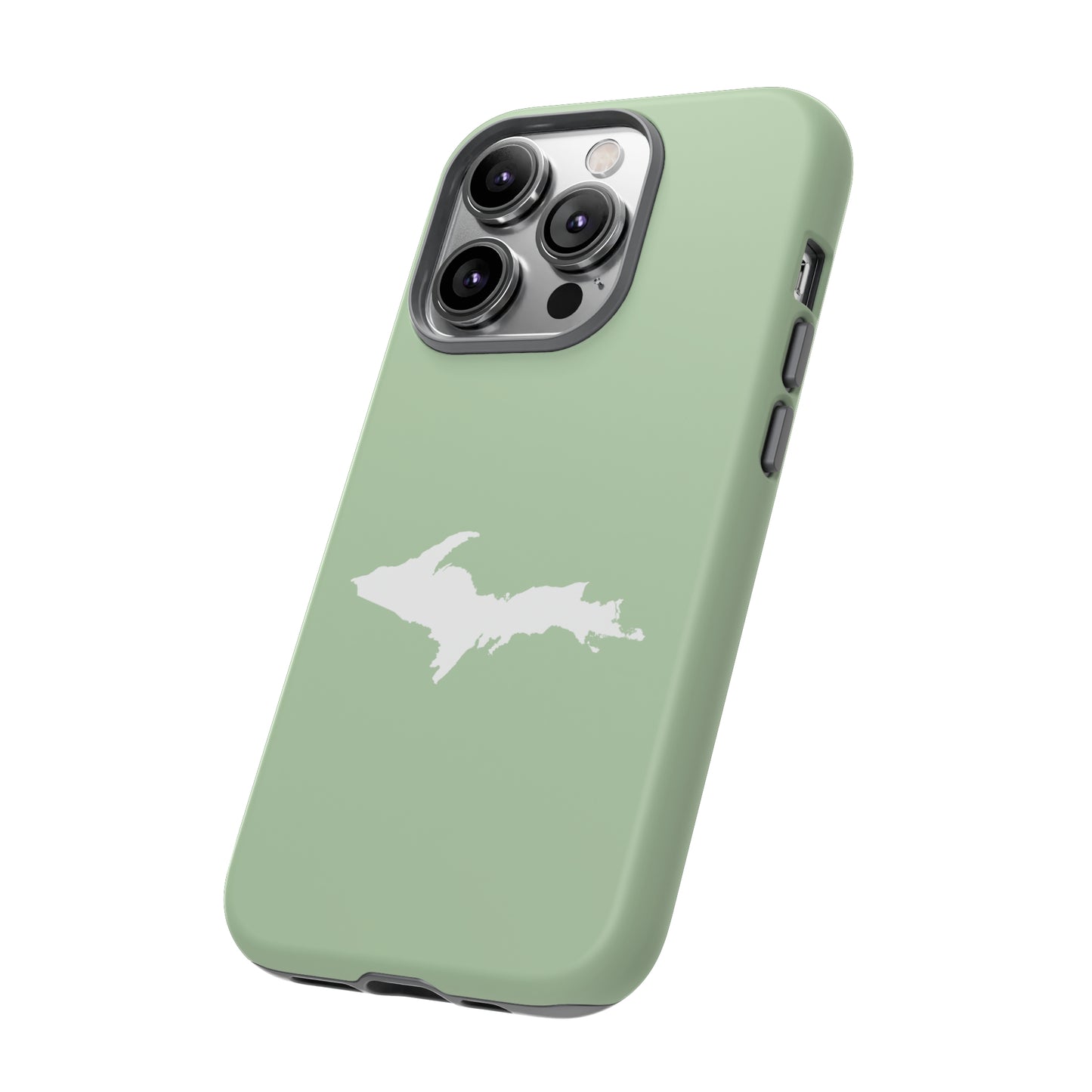 Michigan Upper Peninsula Tough Phone Case (Green Tea Color w/ UP Outline) | Apple iPhone