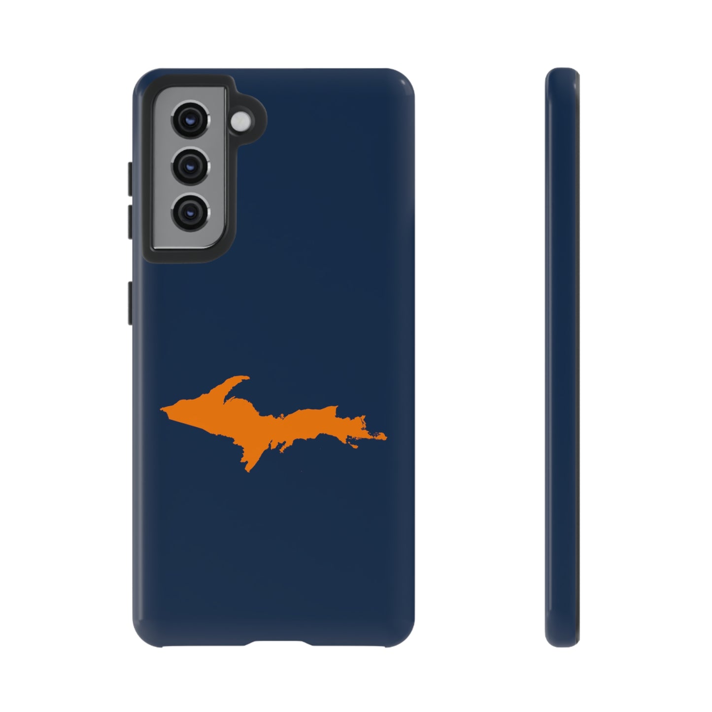 Michigan Upper Peninsula Tough Phone Case (Navy w/ Orange UP Outline) | Samsung & Pixel Android