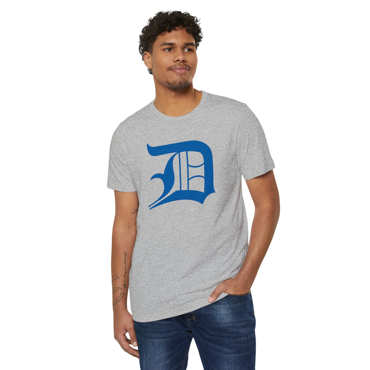 Detroit 'Old English D' T-Shirt (Azure) | Unisex Recycled Organic