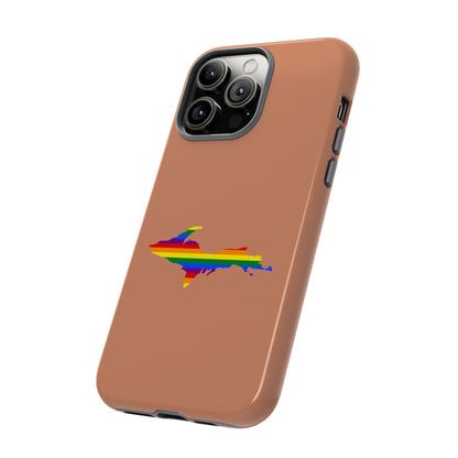 Michigan Upper Peninsula Tough Phone Case (Copper Color w/ UP Pride Flag Outline) | Apple iPhone