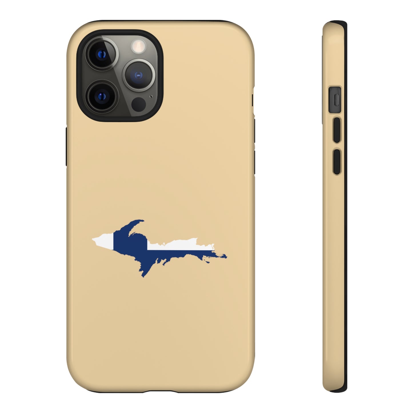 Michigan Upper Peninsula Tough Phone Case (Maple Color w/ UP Finland Flag Outline) | Apple iPhone