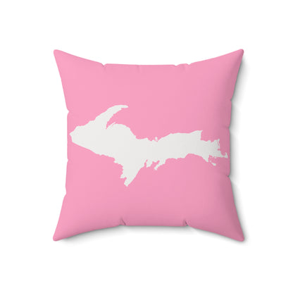 Michigan Upper Peninsula Accent Pillow (w/ UP Outline) | '67 Caddie Pink