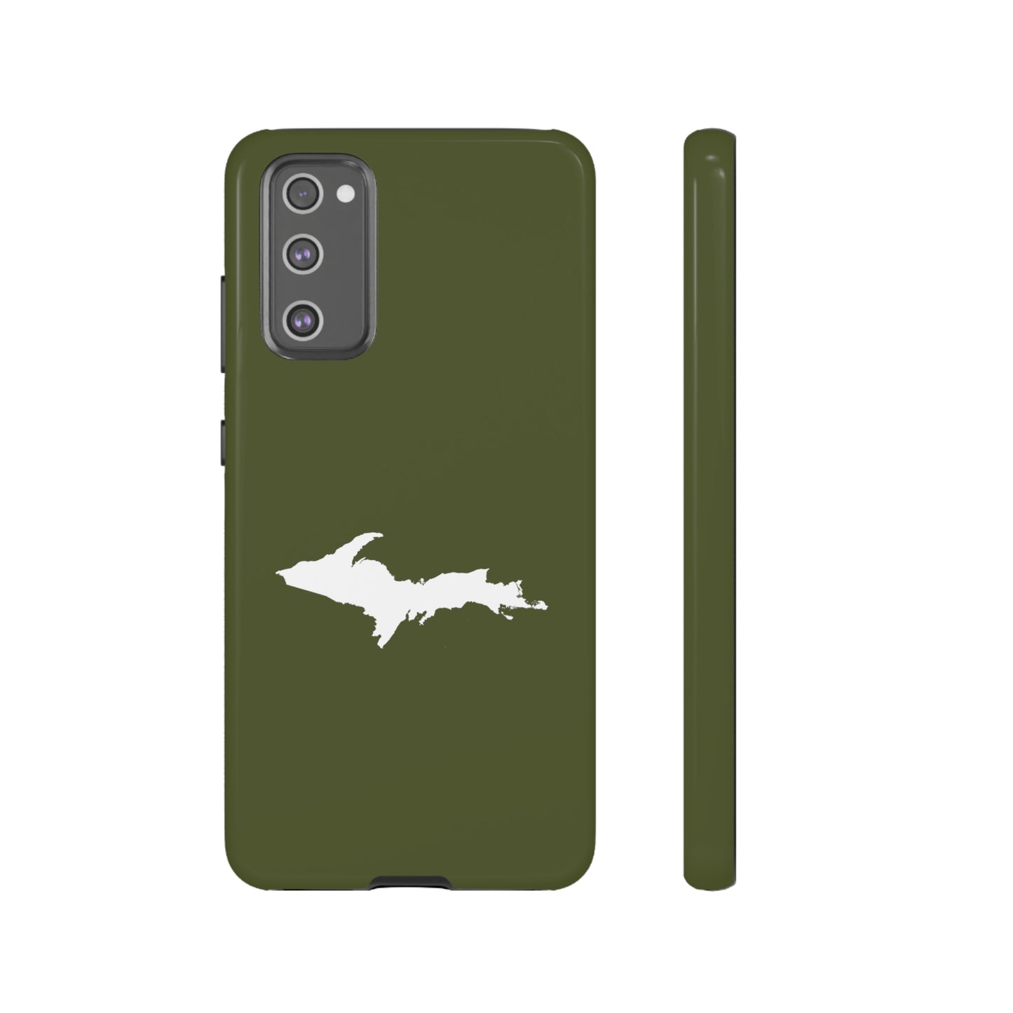 Michigan Upper Peninsula Tough Phone Case (Army Green w/ UP Outline) | Samsung & Pixel Android