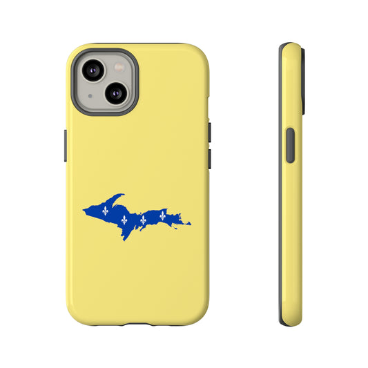 Michigan Upper Peninsula Tough Phone Case (Yellow Cherry Color w/ UP Quebec Flag Outline) | Apple iPhone