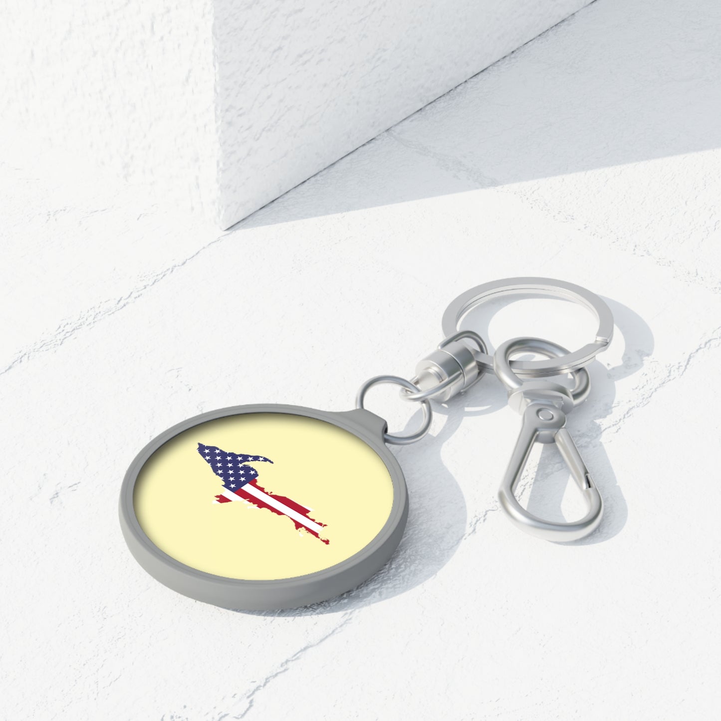 Michigan Upper Peninsula Keyring (w/ UP USA Flag) | Canary Yellow