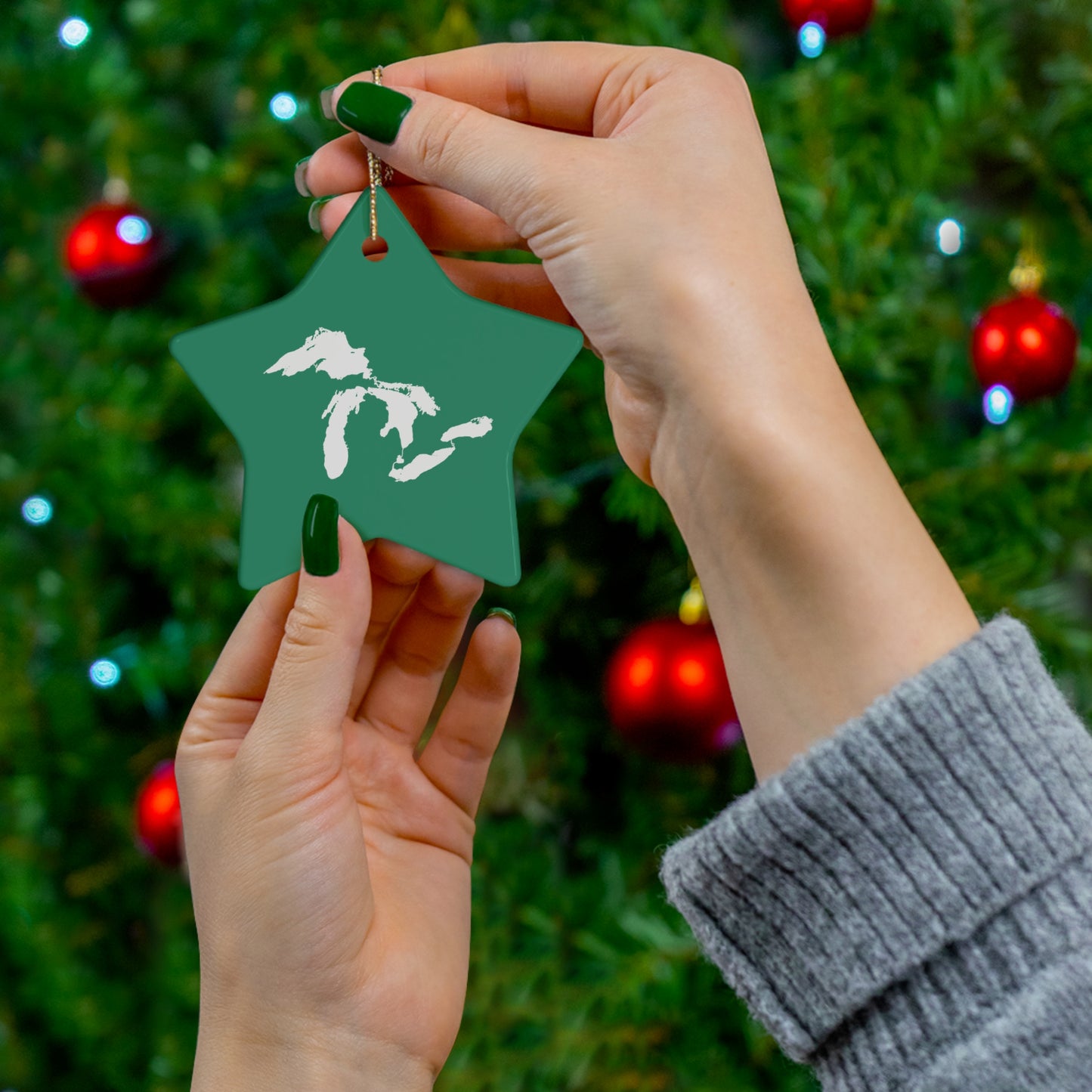 Great Lakes Christmas Ornament (Emerald Green) | Ceramic - 4 Shapes