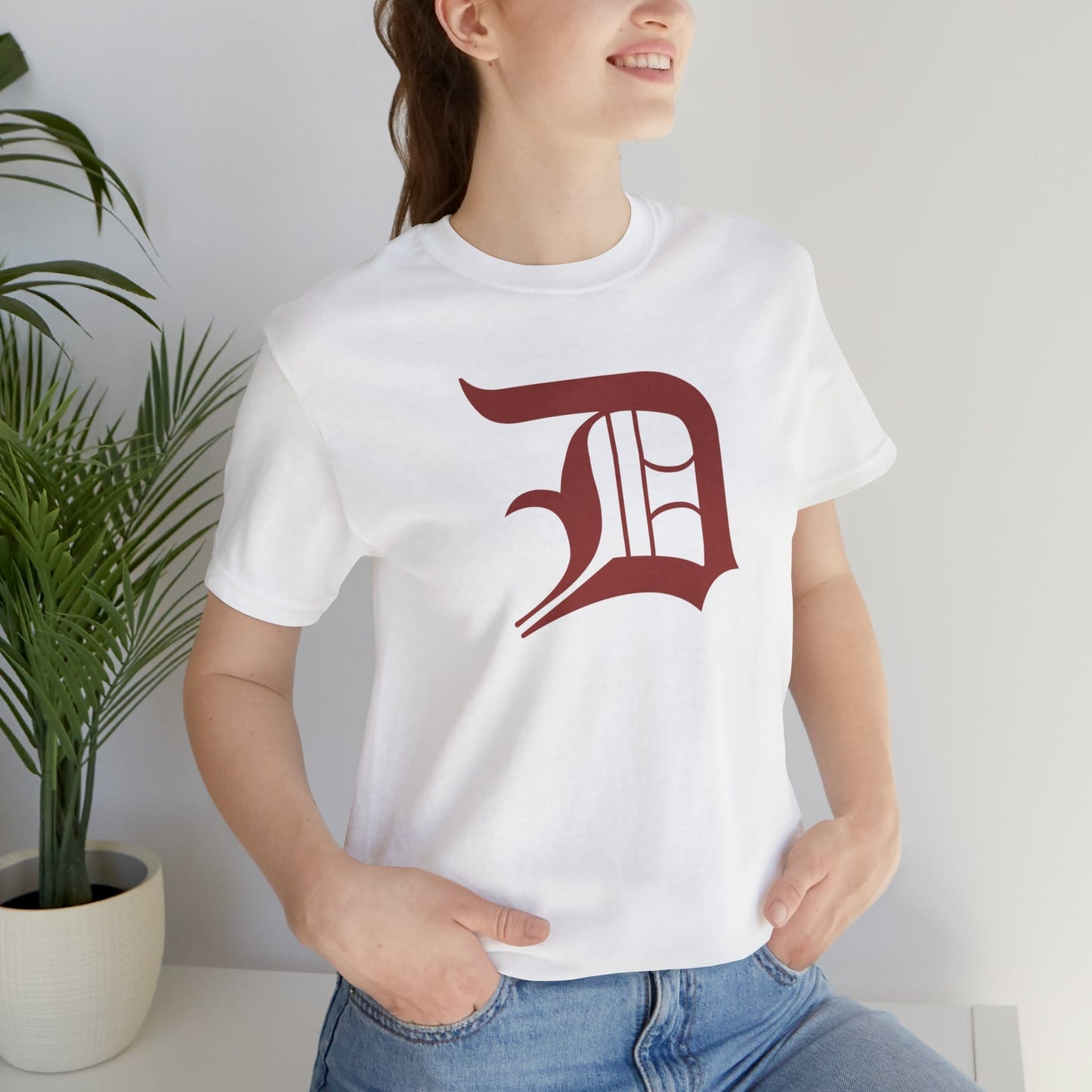 Detroit 'Old English D' T-Shirt (Ore Dock Red) | Unisex Standard