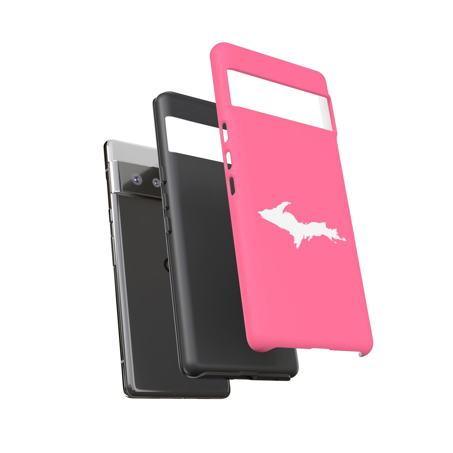 Michigan Upper Peninsula Tough Phone Case (Rhodochrosite Pink w/ UP Outline) | Samsung & Pixel Android